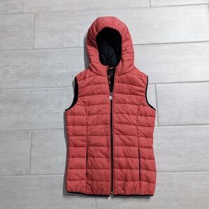 Olivia Miller Vest Puffer Padded Hood Pink Blue Pockets Medium Lightweight EUC